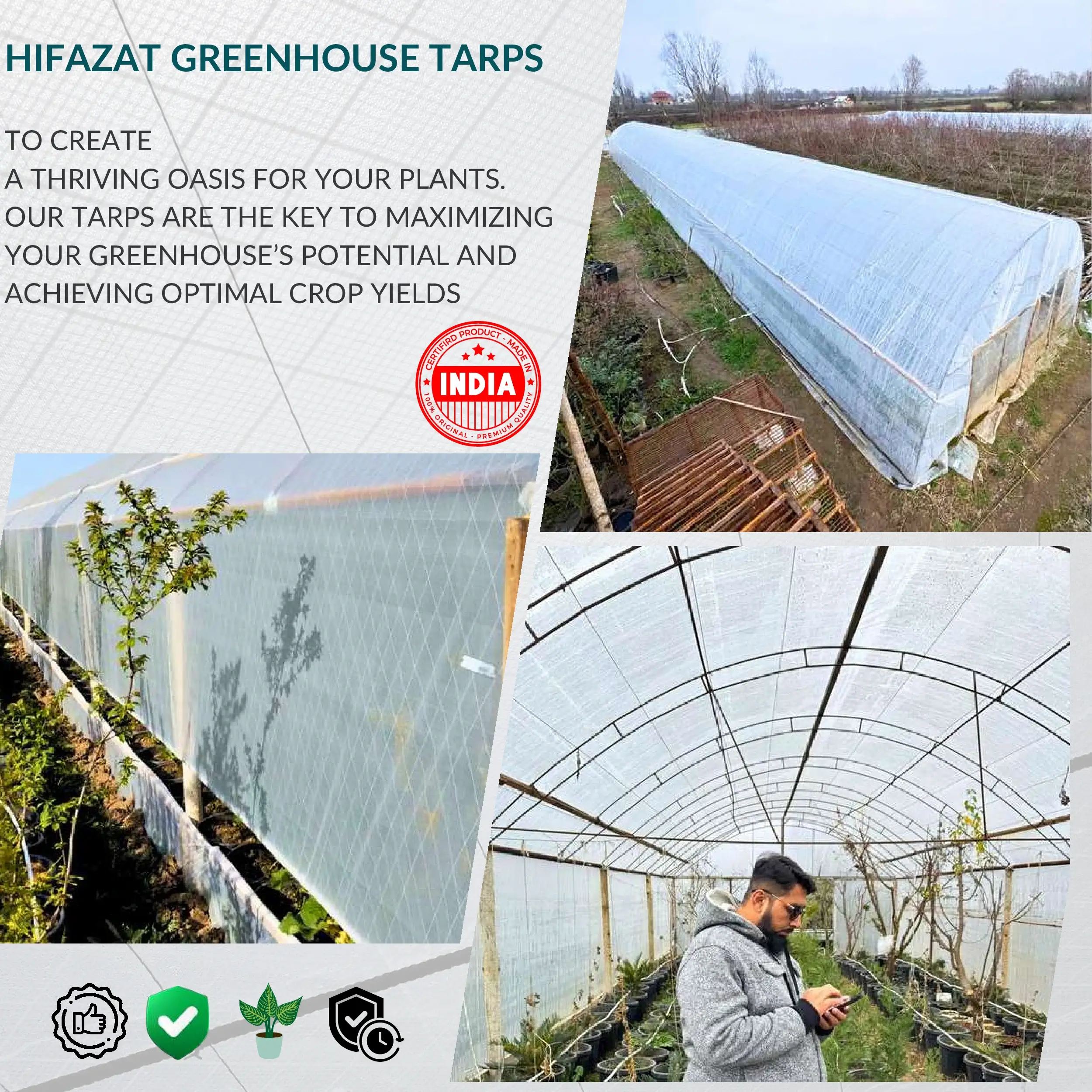 heavy-duty tarpaulins used to construct greenhouse for plant protection